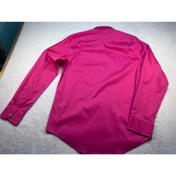 Aleani Slim Fit Mens Dress Shirt Long Sleeve Size M 15-15.5 Hot Pink (0085) - Picture 2 of 6